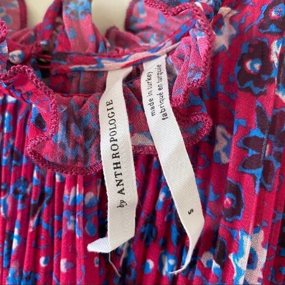 ANTHROPOLOGIE-FREIDA Floral Pleated High Neck pleated Blouse - Picture 7 of 9